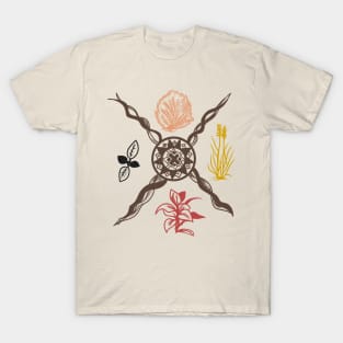 Native American Sacred Plant Colored Print T-Shirt